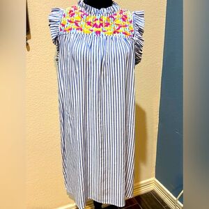 Jodifl striped dress with embroider